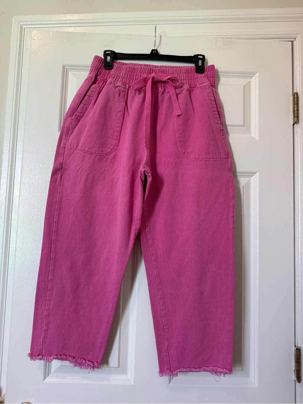 eesome Bright Pink Cropped Drawstring Jeans